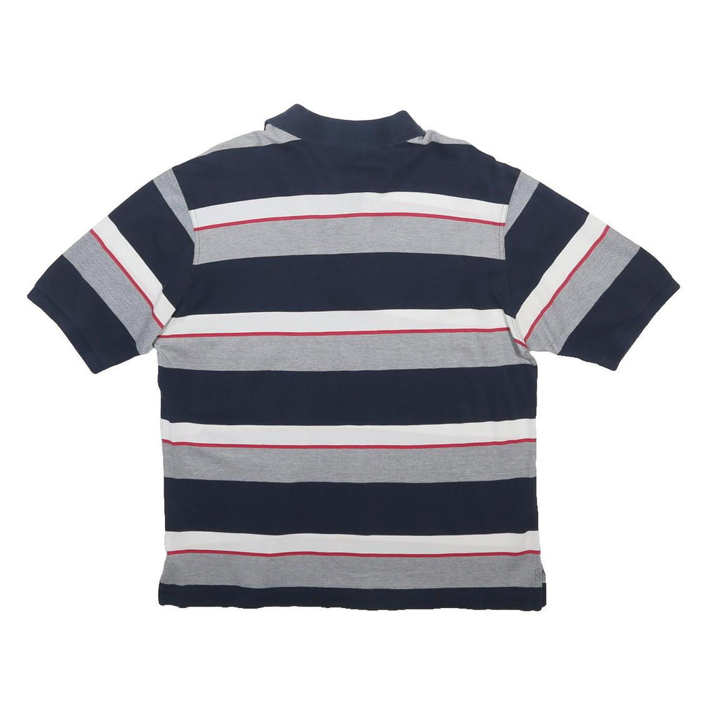 PAUL & SHARK Mens Navy Blue & Grey Striped Short Sleeve Polo Shirt S Cotton