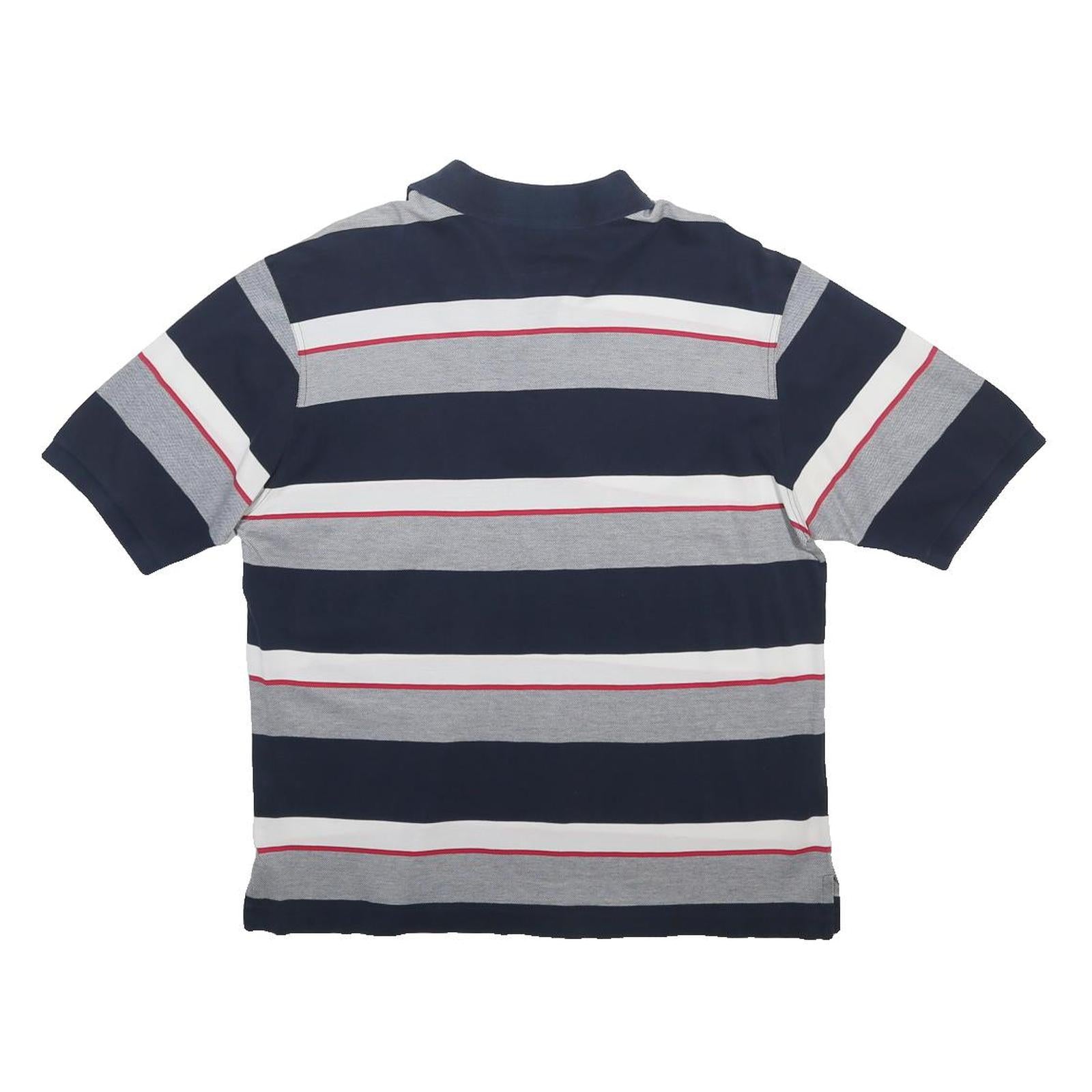 PAUL & SHARK Mens Navy Blue & Grey Striped Short Sleeve Polo Shirt S Cotton