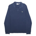 LACOSTE Mens Blue Long Sleeve Plain XL Classic Cotton Polo Shirt