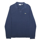 LACOSTE Mens Blue Long Sleeve Plain XL Classic Cotton Polo Shirt