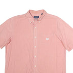 CHAPS Mens Pink Cotton Short Sleeve Shirt XL Button Down Pocket Casual