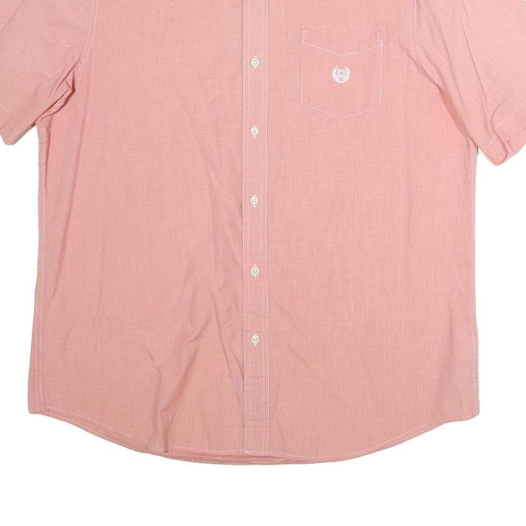 CHAPS Mens Pink Cotton Short Sleeve Shirt XL Button Down Pocket Casual