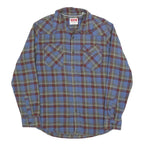 WRANGLER Mens Blue & Maroon Checked Shirt M Cotton Blend Casual Classic Buttoned