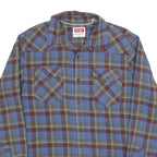 WRANGLER Mens Blue & Maroon Checked Shirt M Cotton Blend Casual Classic Buttoned