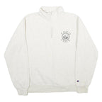CHAMPION Mens Cream Chico State Half Zip M Cotton Blend Pullover Sweatshirt