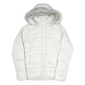 COLUMBIA Womens White Puffer Jacket L Polyester Blend Hooded Zip Outdoor
