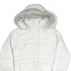COLUMBIA Womens White Puffer Jacket L Polyester Blend Hooded Zip Outdoor