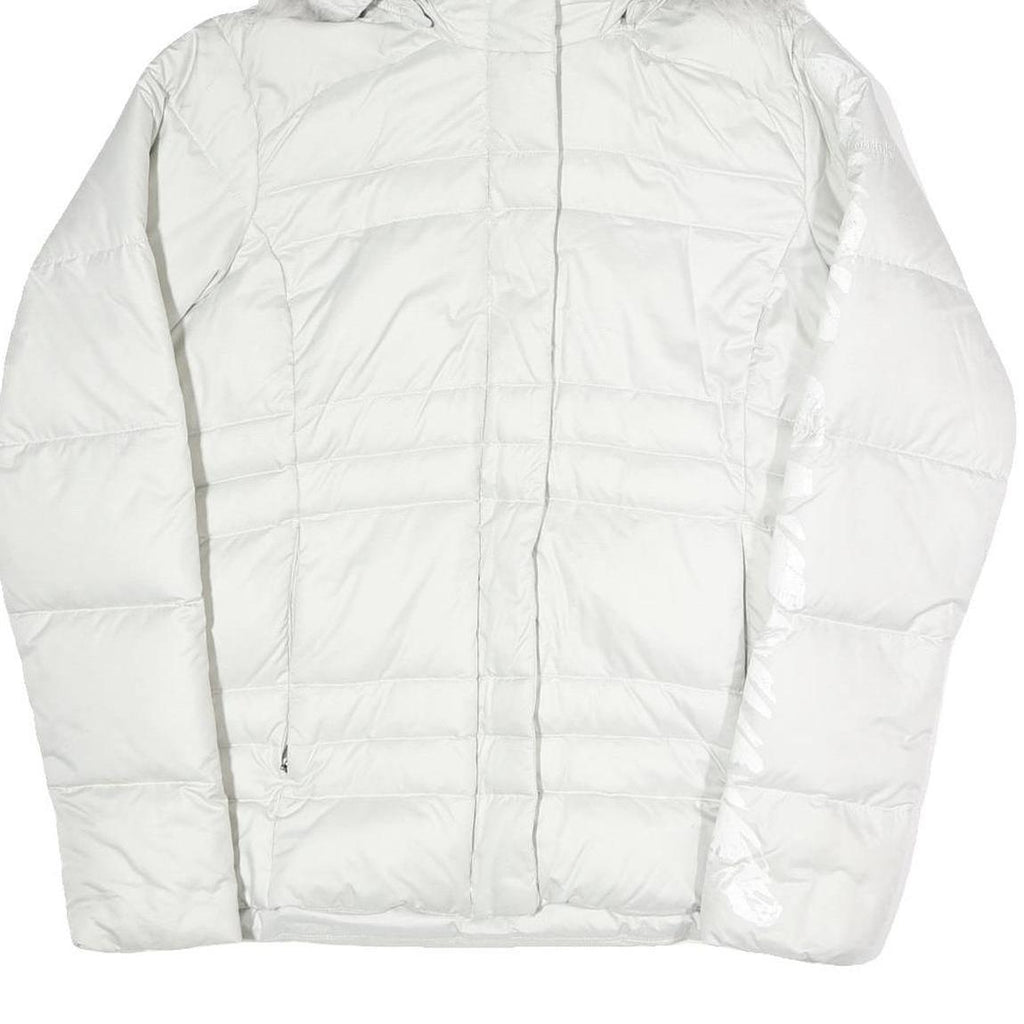 COLUMBIA Womens White Puffer Jacket L Polyester Blend Hooded Zip Outdoor