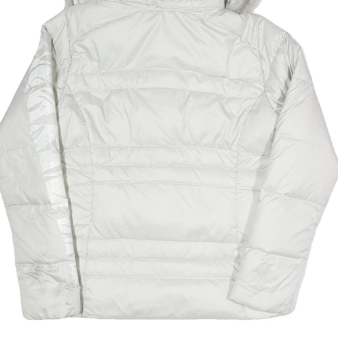 COLUMBIA Womens White Puffer Jacket L Polyester Blend Hooded Zip Outdoor