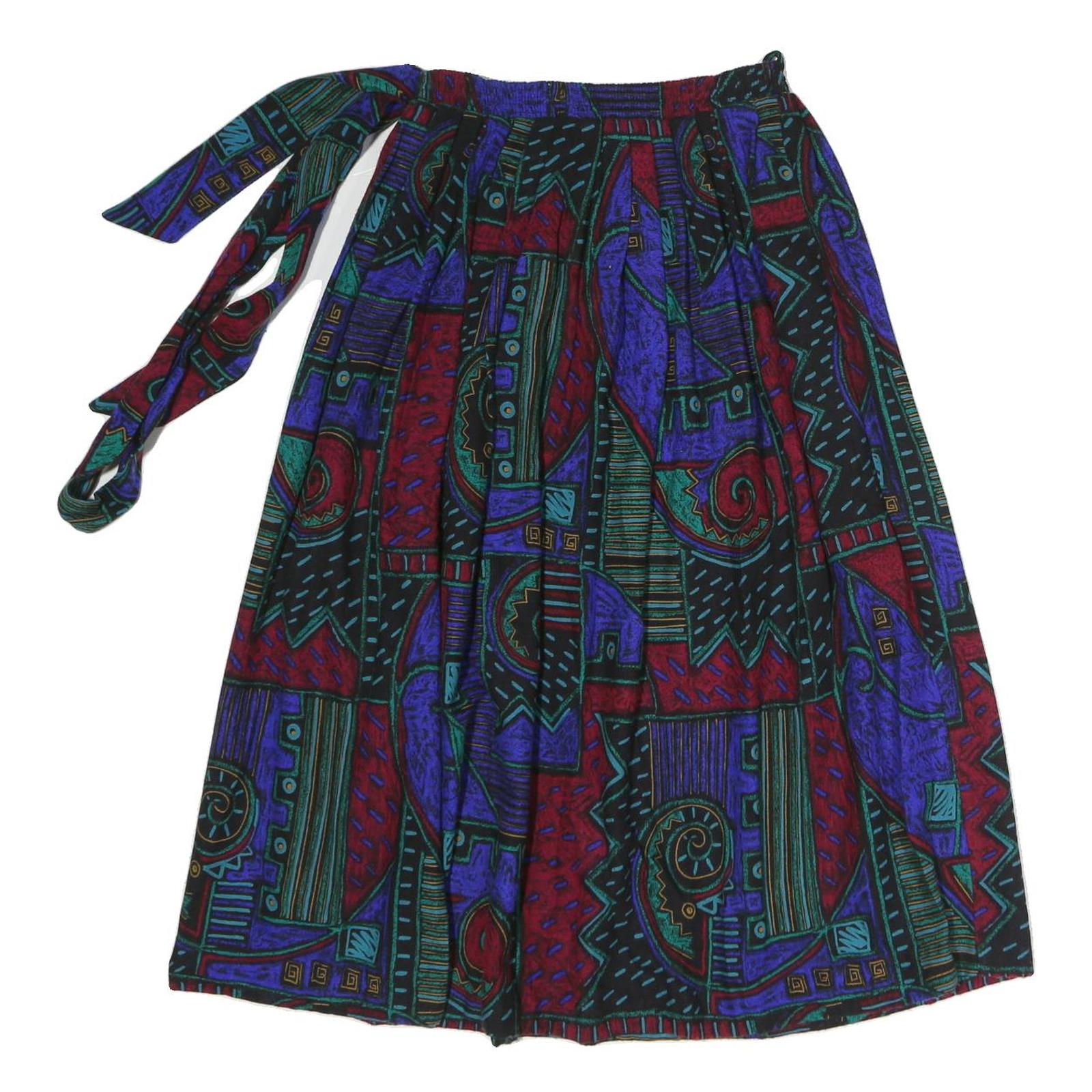 TUMBLEWEEDS Womens Black & Red Abstract Print Midi Cotton Blend Swing Skirt M