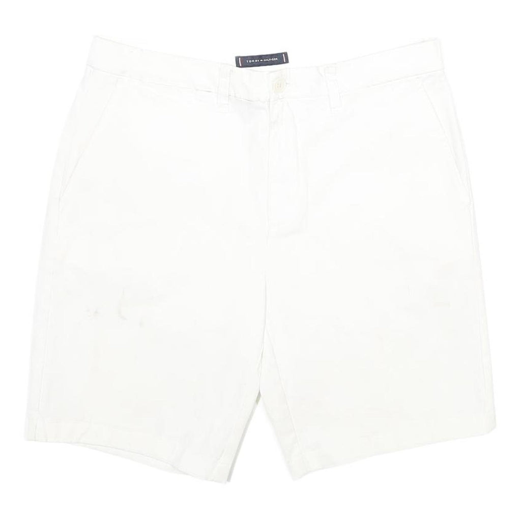TOMMY HILFIGER Mens White Casual Shorts M W32 Cotton Blend Classic Fit