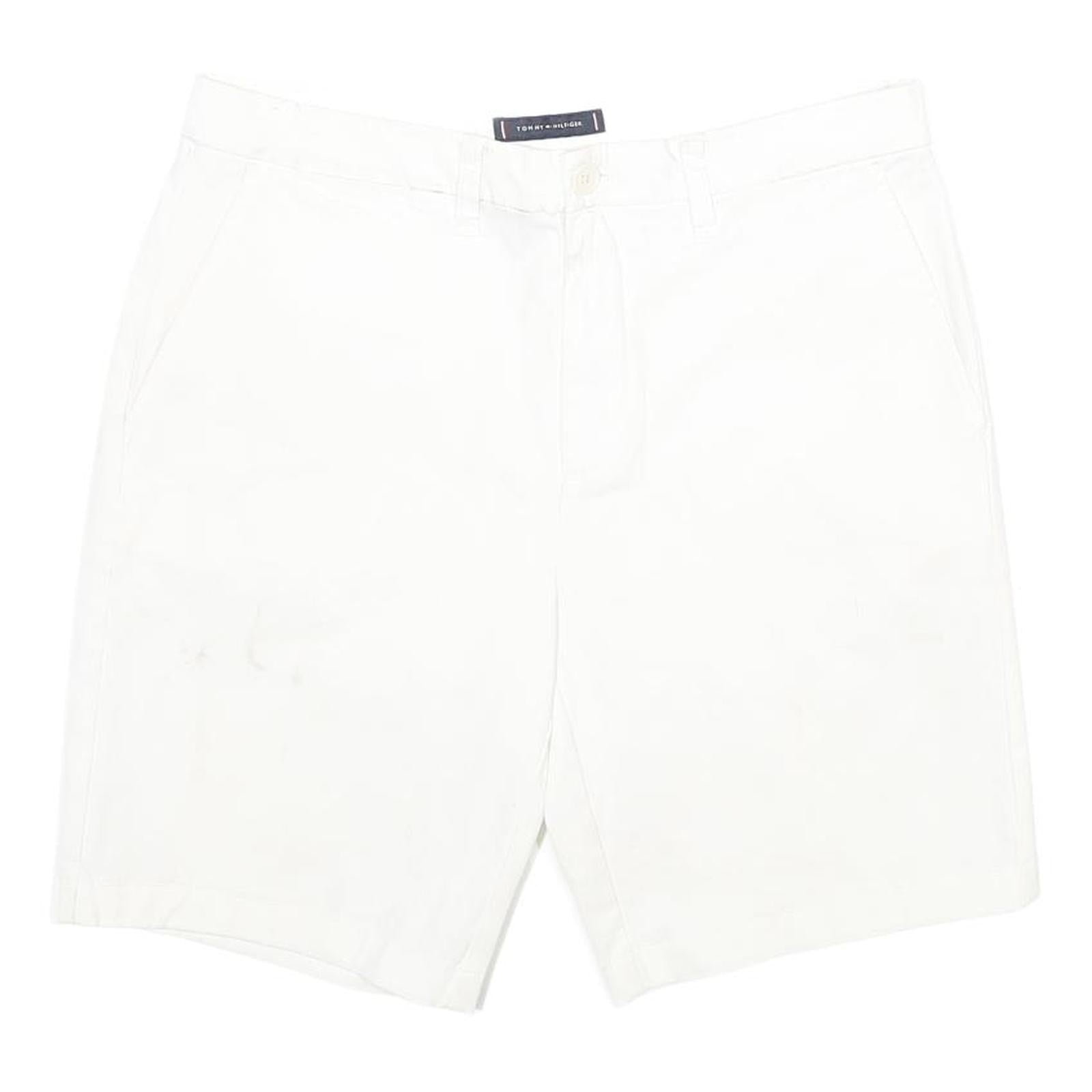 TOMMY HILFIGER Mens White Casual Shorts M W32 Cotton Blend Classic Fit