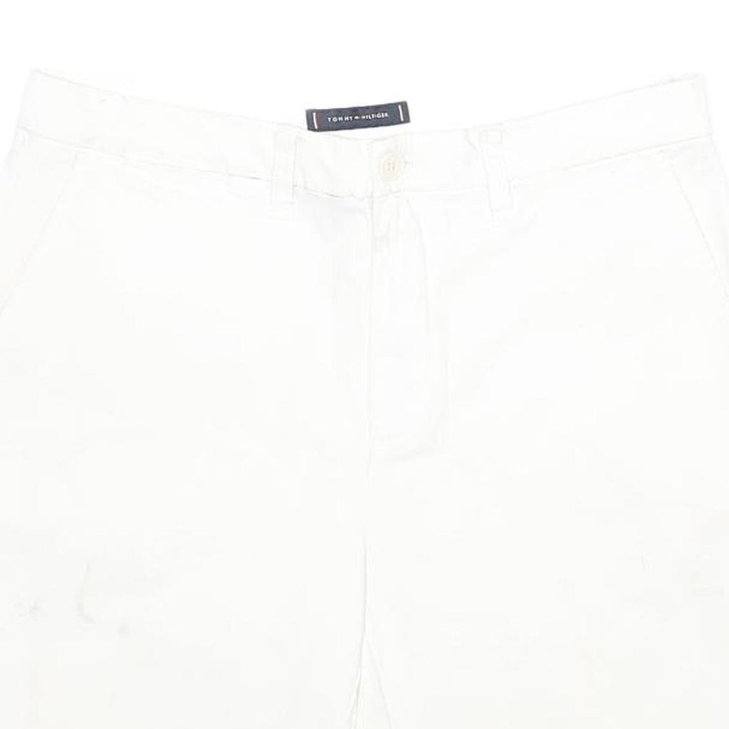 TOMMY HILFIGER Mens White Casual Shorts M W32 Cotton Blend Classic Fit