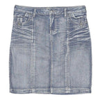 PASHU Womens Blue Denim Mini Skirt Cotton Blend M Button Closure Casual Fashion