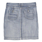 PASHU Womens Blue Denim Mini Skirt Cotton Blend M Button Closure Casual Fashion