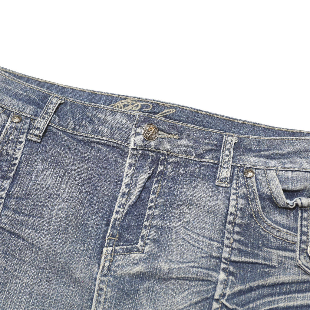 PASHU Womens Blue Denim Mini Skirt Cotton Blend M Button Closure Casual Fashion
