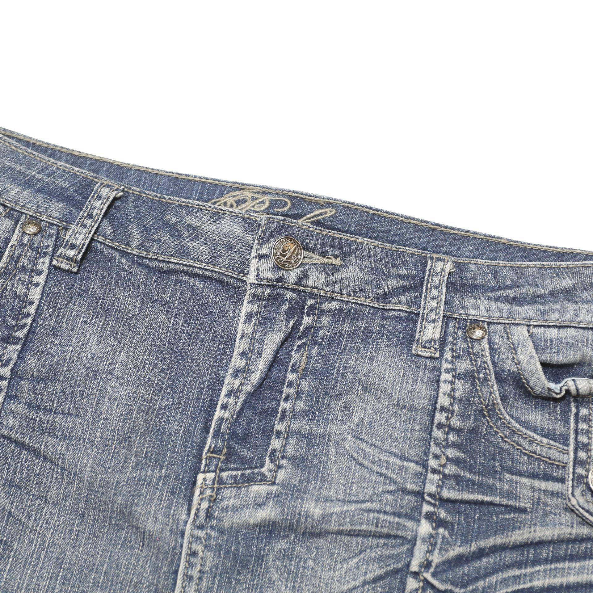 PASHU Womens Blue Denim Mini Skirt Cotton Blend M Button Closure Casual Fashion