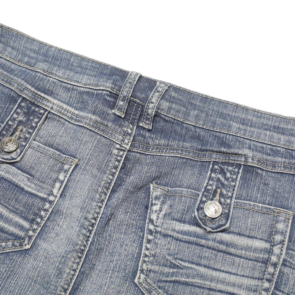 PASHU Womens Blue Denim Mini Skirt Cotton Blend M Button Closure Casual Fashion