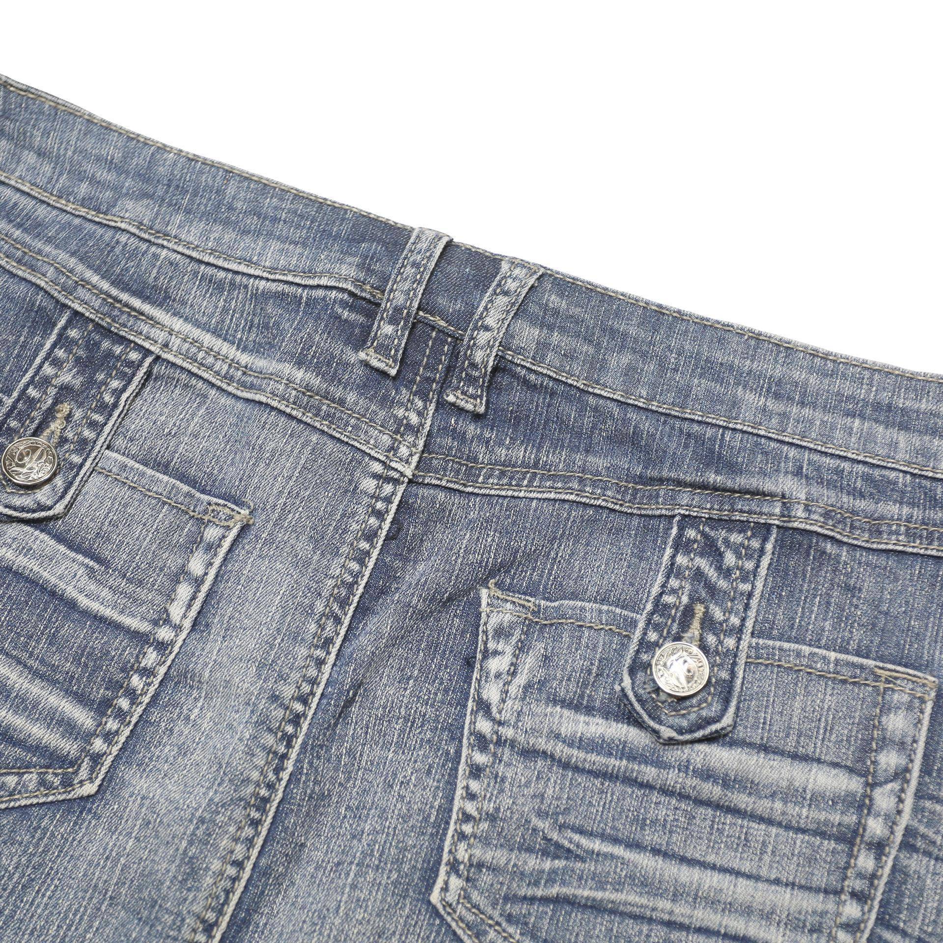 PASHU Womens Blue Denim Mini Skirt Cotton Blend M Button Closure Casual Fashion