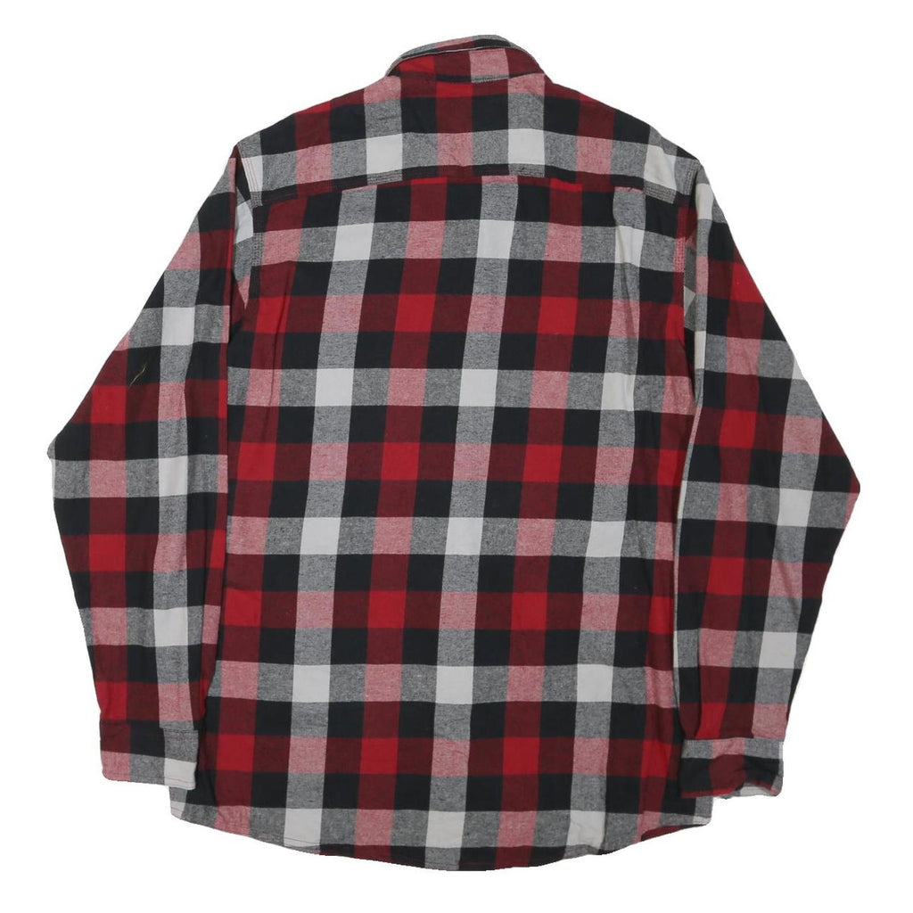 RED HEAD Mens Red & Black Check Cotton Blend Shirt L Long Sleeve Casual