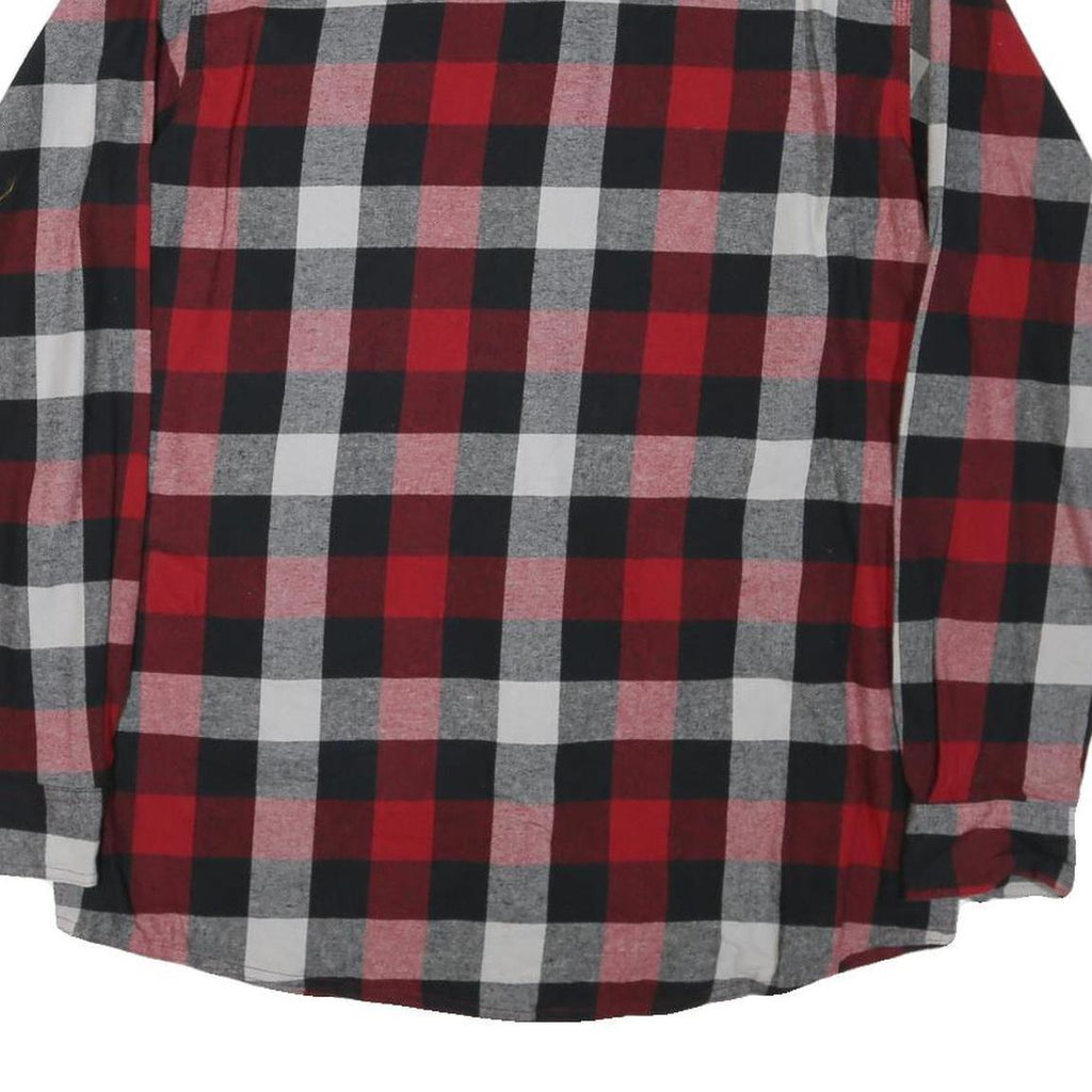 RED HEAD Mens Red & Black Check Cotton Blend Shirt L Long Sleeve Casual