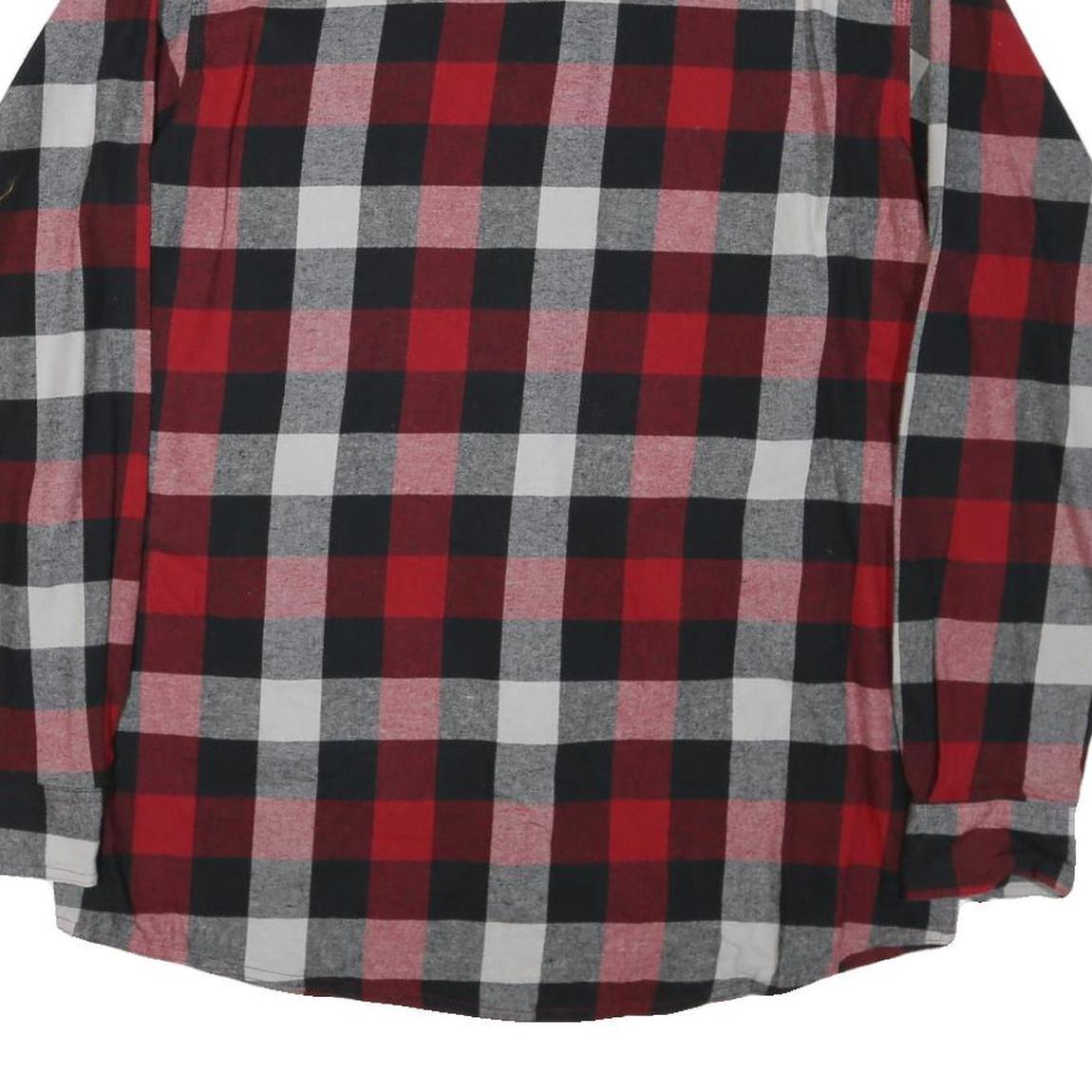 RED HEAD Mens Red & Black Check Cotton Blend Shirt L Long Sleeve Casual