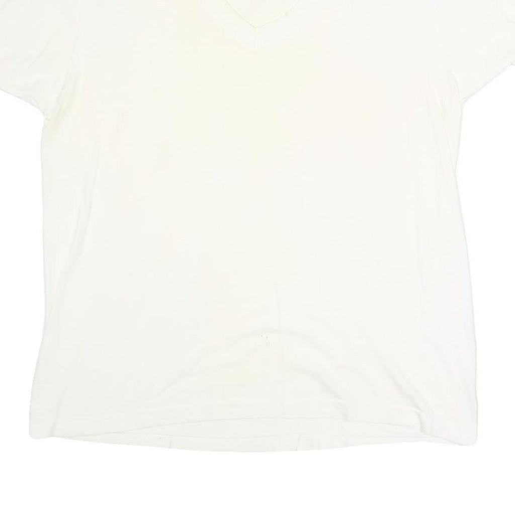 Mens White Plain XL Short Sleeve V-Neck Cotton Blend T-Shirt Casual Basic