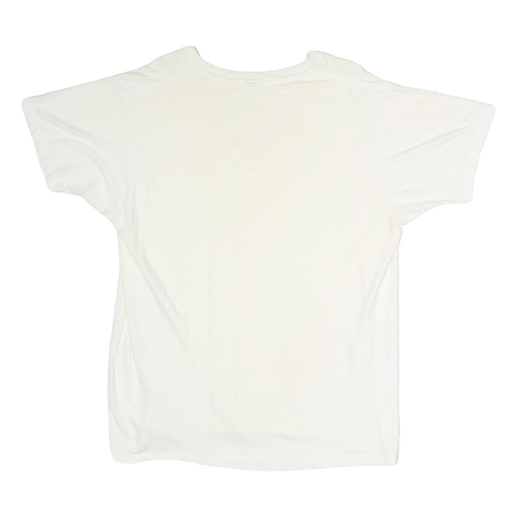 Mens White Plain XL Short Sleeve V-Neck Cotton Blend T-Shirt Casual Basic
