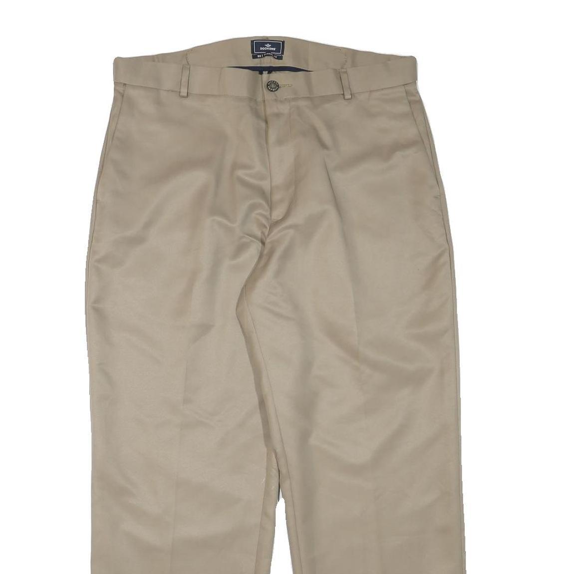 DOCKERS Mens Cotton Blend Beige Relaxed Straight Trousers W34 L28 Casual Work