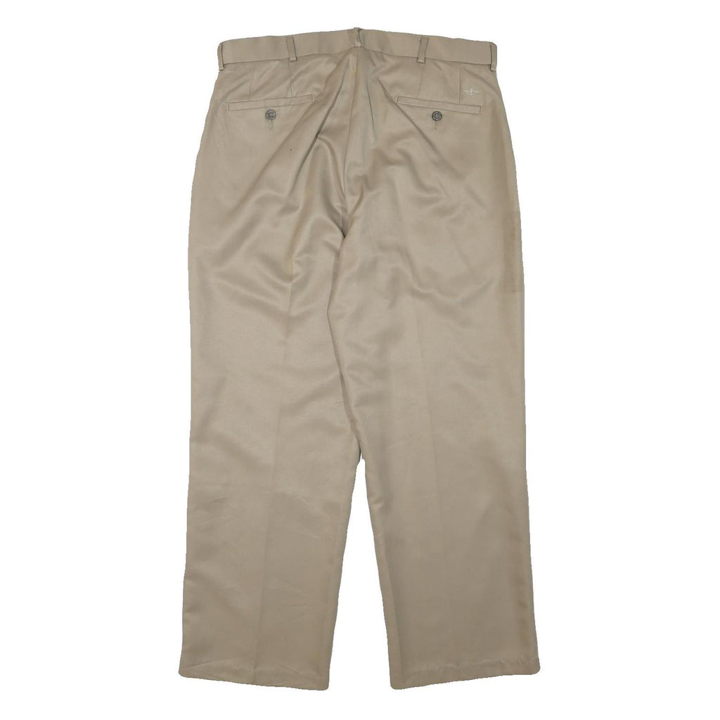 DOCKERS Mens Cotton Blend Beige Relaxed Straight Trousers W34 L28 Casual Work