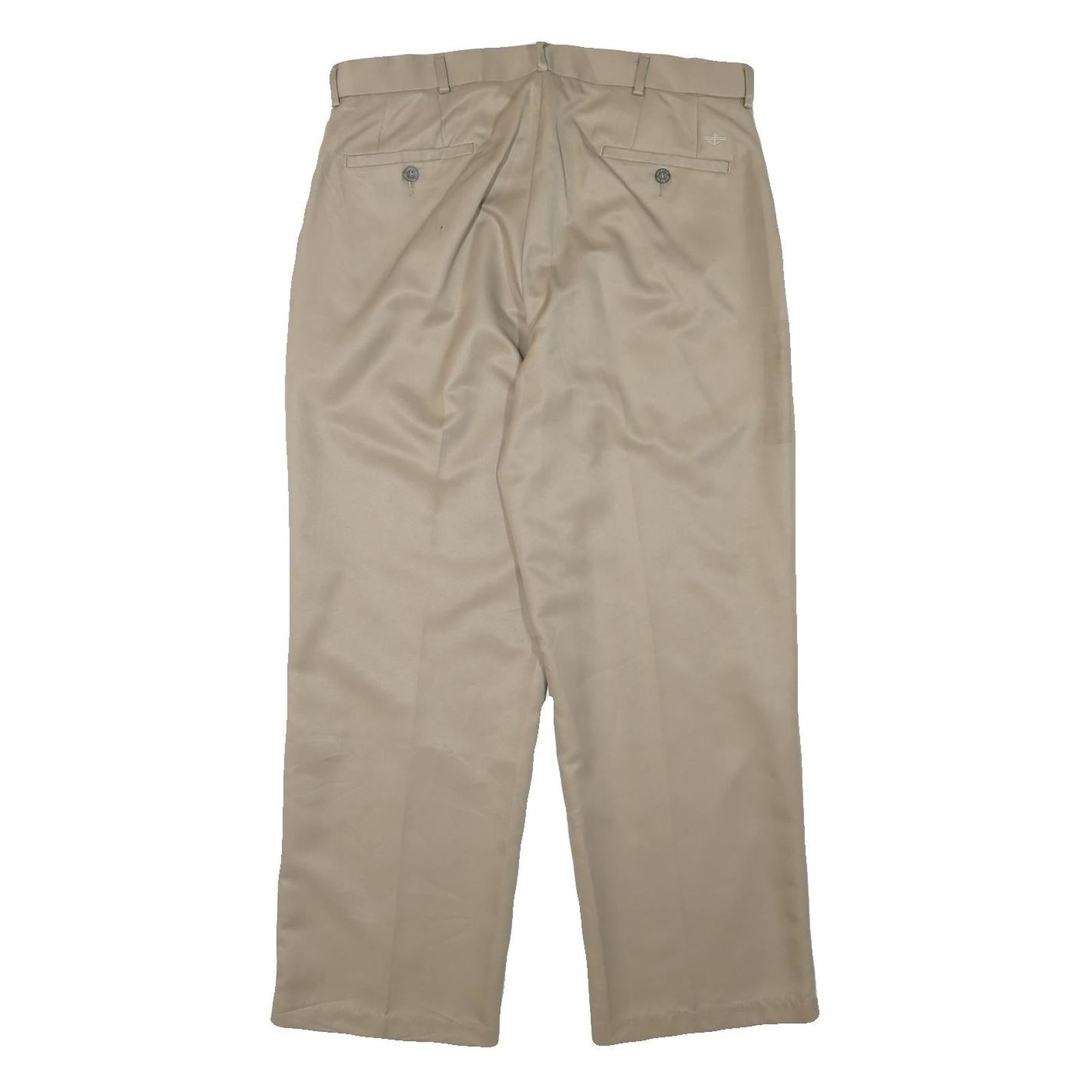 DOCKERS Mens Cotton Blend Beige Relaxed Straight Trousers W34 L28 Casual Work