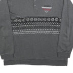 Mens Grey Polo Collar L Sweatshirt Travel Motif Cotton Blend Knit