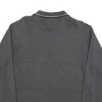 Mens Grey Polo Collar L Sweatshirt Travel Motif Cotton Blend Knit