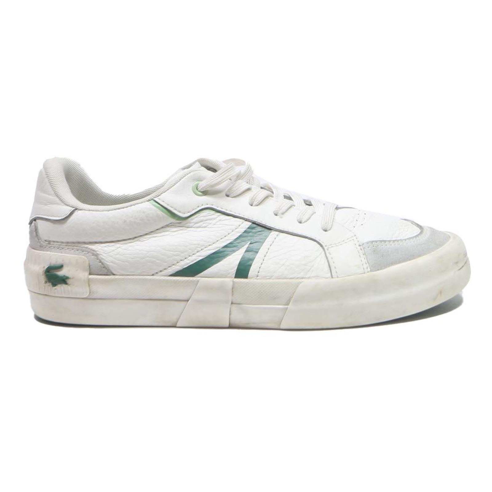 LACOSTE Court Slam Mens Trainers Leather UK 7.5 White Green Casual Footwear