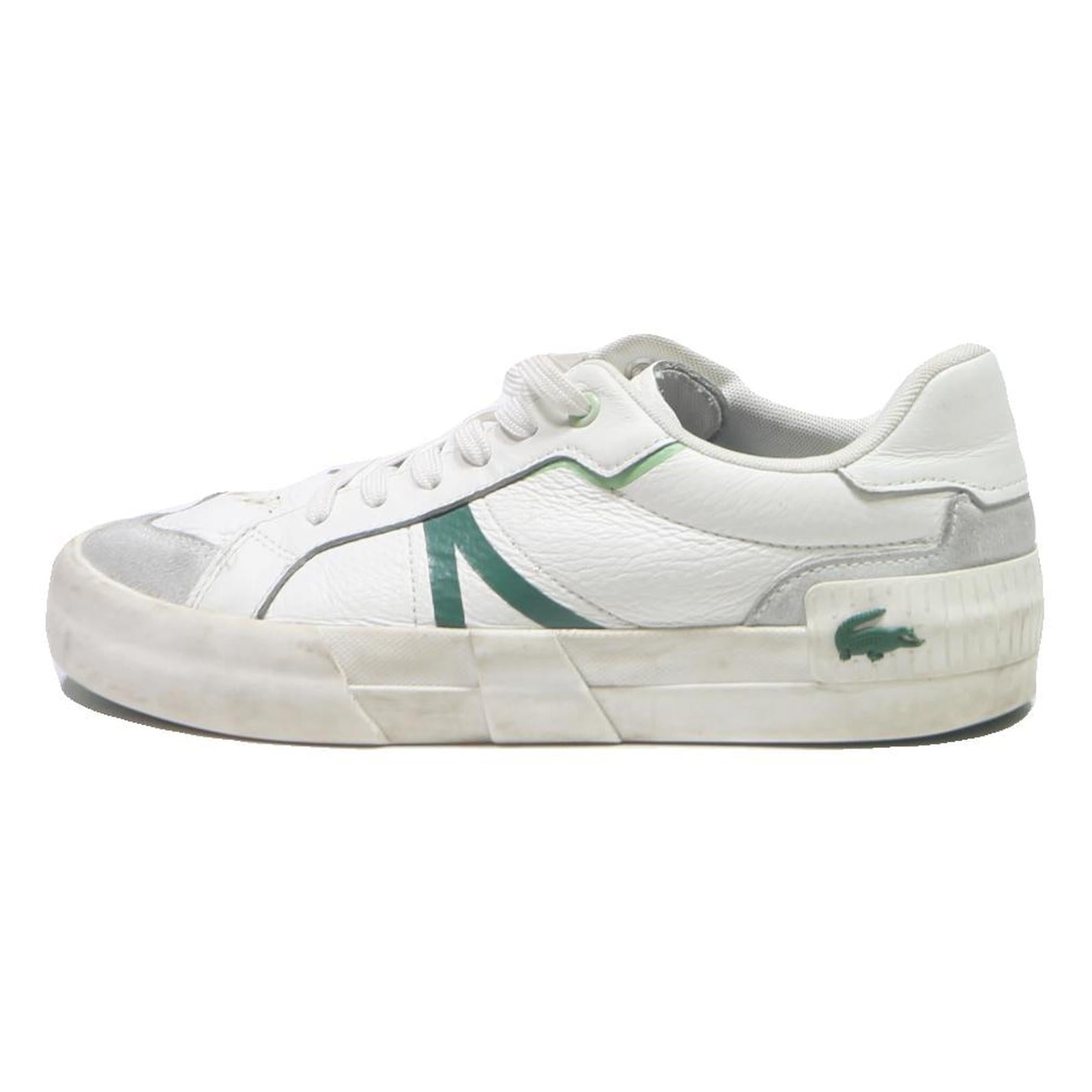 LACOSTE Court Slam Mens Trainers Leather UK 7.5 White Green Casual Footwear