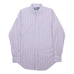 POLO RALPH LAUREN Mens Purple & White Stripe Shirt S Button Cotton Classic Fit