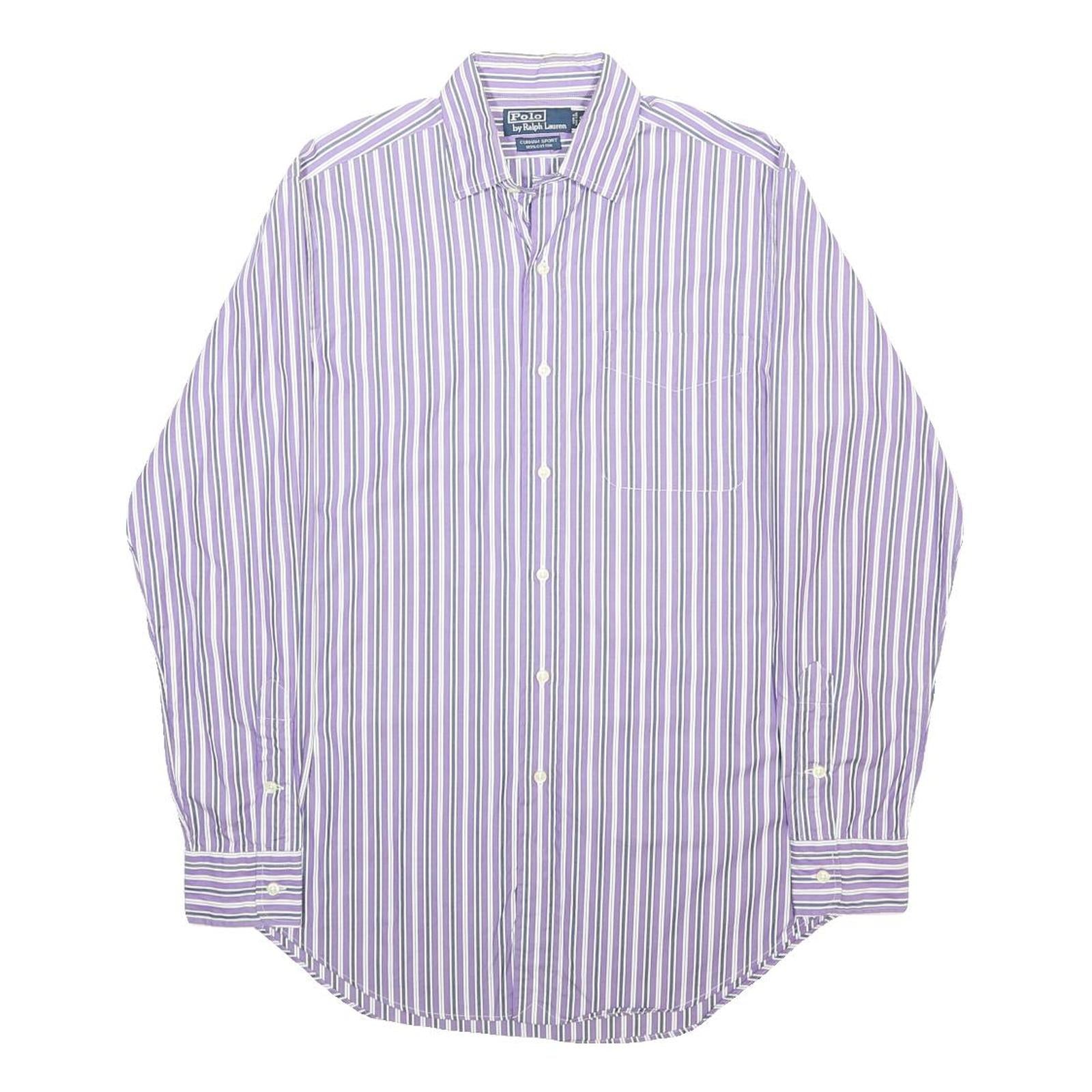 POLO RALPH LAUREN Mens Purple & White Stripe Shirt S Button Cotton Classic Fit