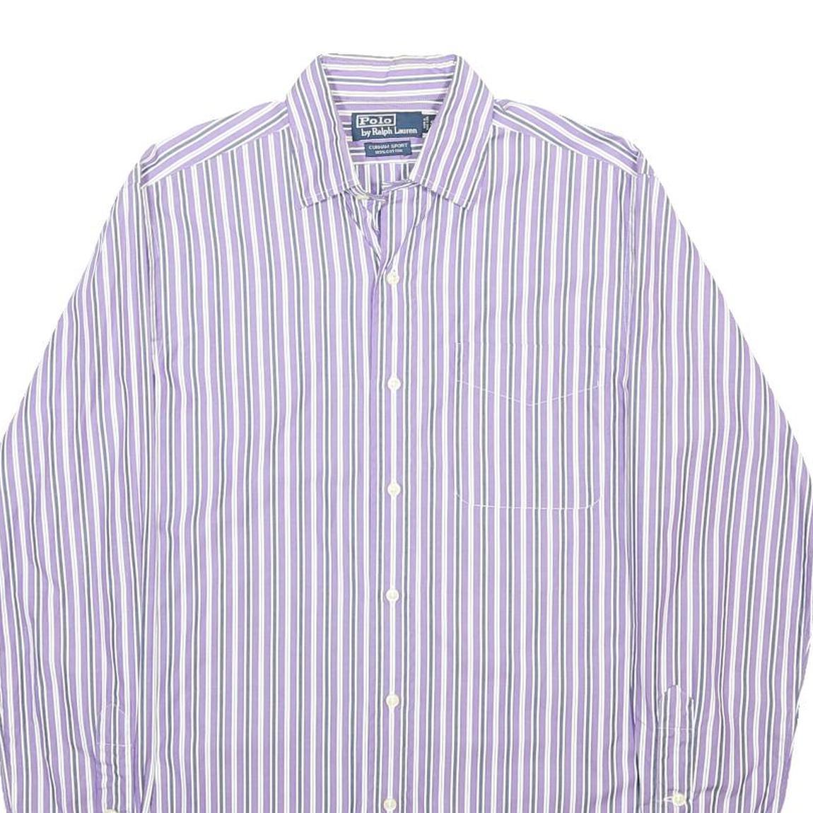 POLO RALPH LAUREN Mens Purple & White Stripe Shirt S Button Cotton Classic Fit