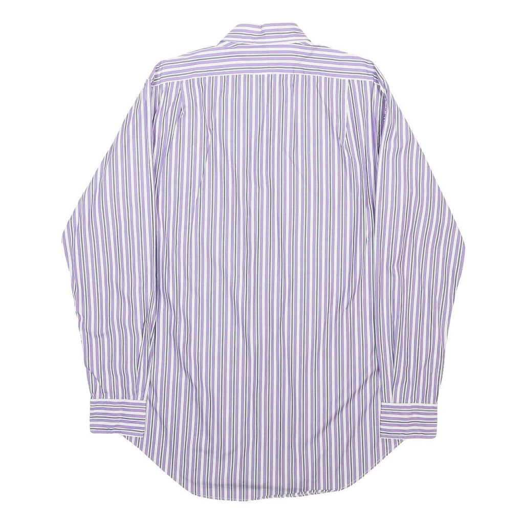 POLO RALPH LAUREN Mens Purple & White Stripe Shirt S Button Cotton Classic Fit