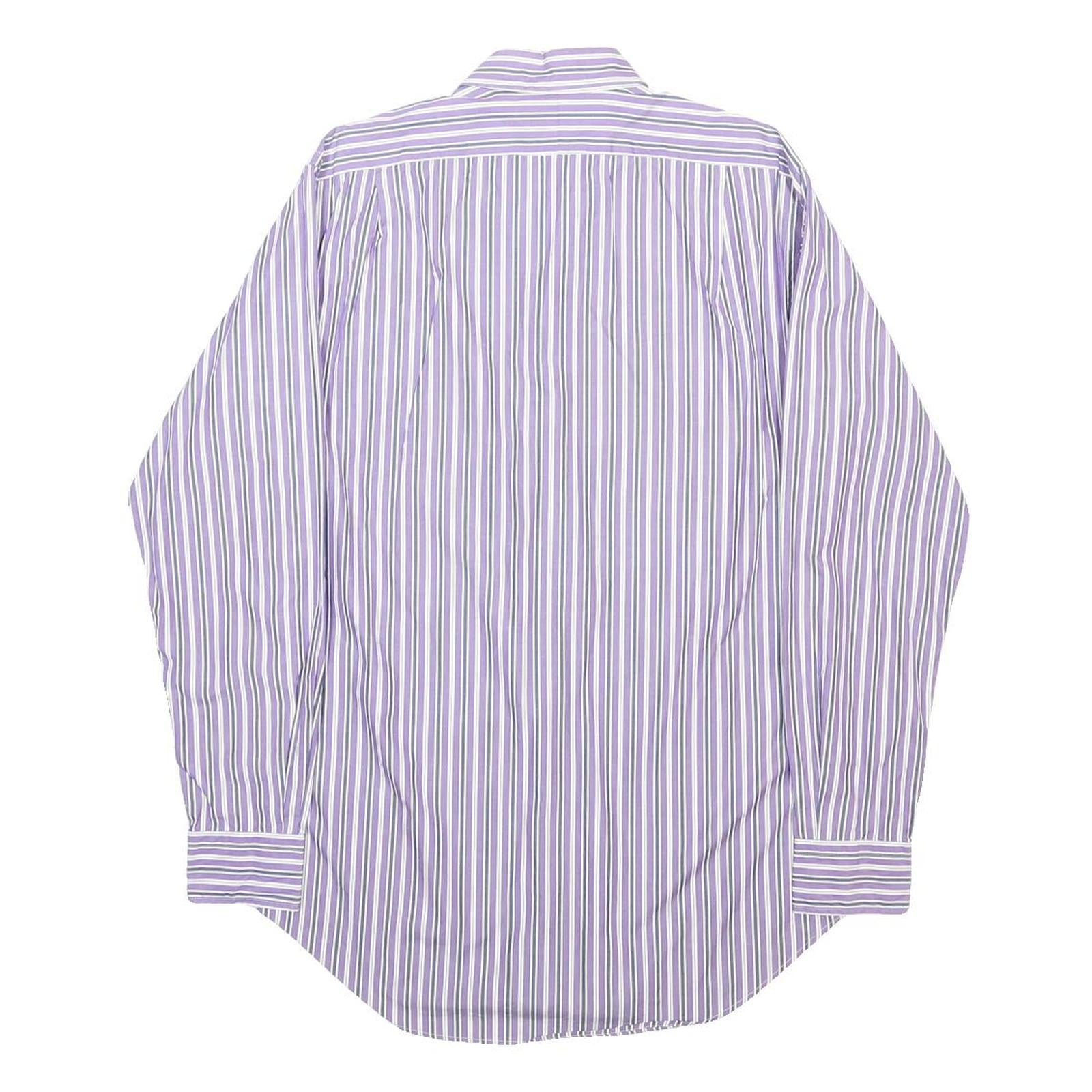 POLO RALPH LAUREN Mens Purple & White Stripe Shirt S Button Cotton Classic Fit