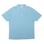 LACOSTE Mens Blue Short Sleeve Plain M Cotton Blend Polo Shirt Classic Casual