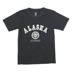 CRAZY APPAREL Mens Black Alaska Graphic T-Shirt S Short Sleeve Crew Neck Cotton
