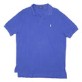 POLO RALPH LAUREN Mens Blue Polo Shirt Short Sleeve Plain L Classic Cotton Blend