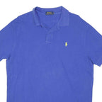 POLO RALPH LAUREN Mens Blue Polo Shirt Short Sleeve Plain L Classic Cotton Blend