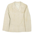 Womens Cream Button Synthetic Classic Jacket S Plain Lightweight Casual