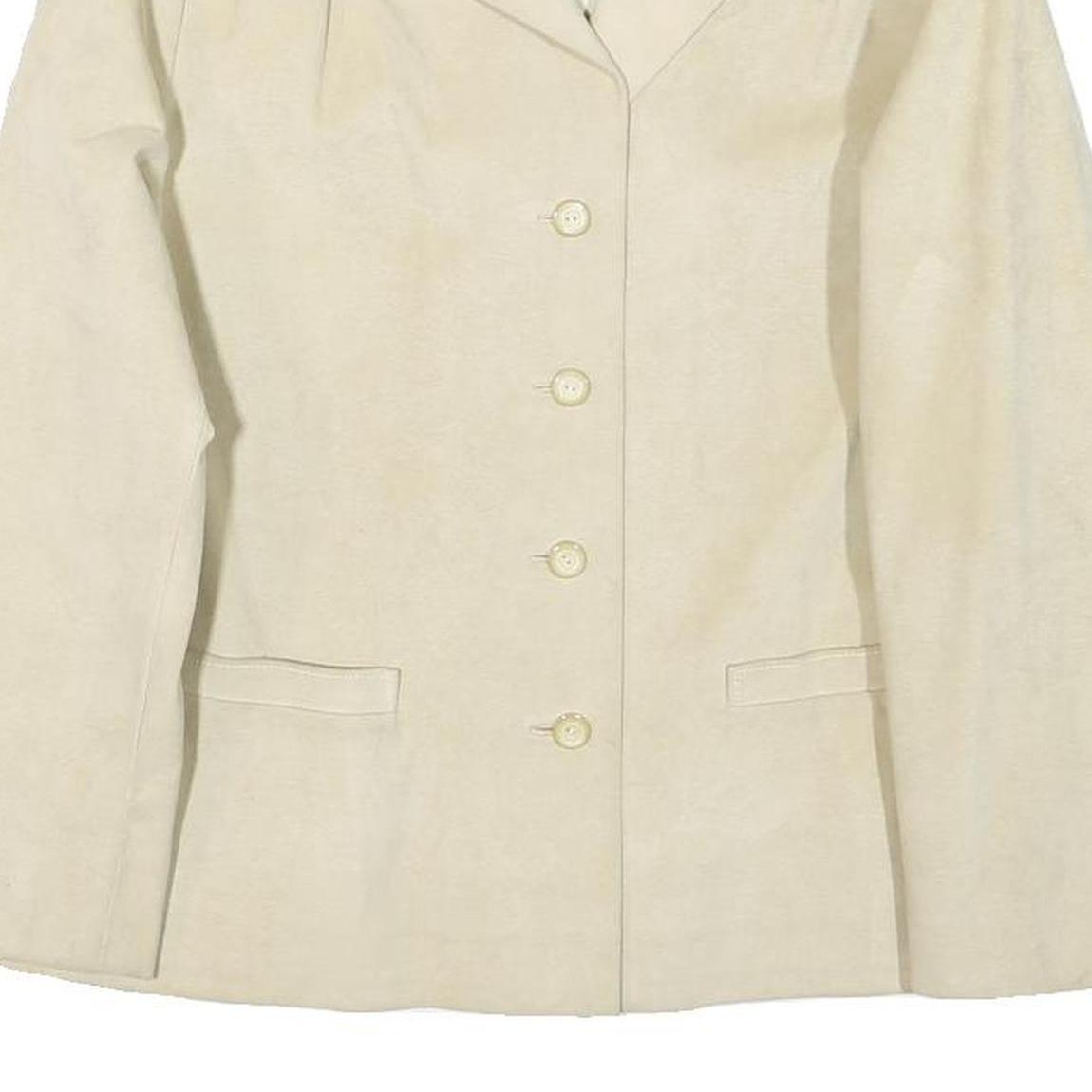 Womens Cream Button Synthetic Classic Jacket S Plain Lightweight Casual