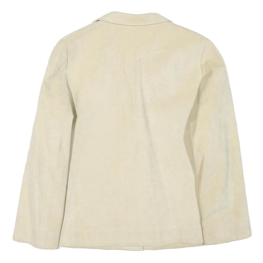 Womens Cream Button Synthetic Classic Jacket S Plain Lightweight Casual