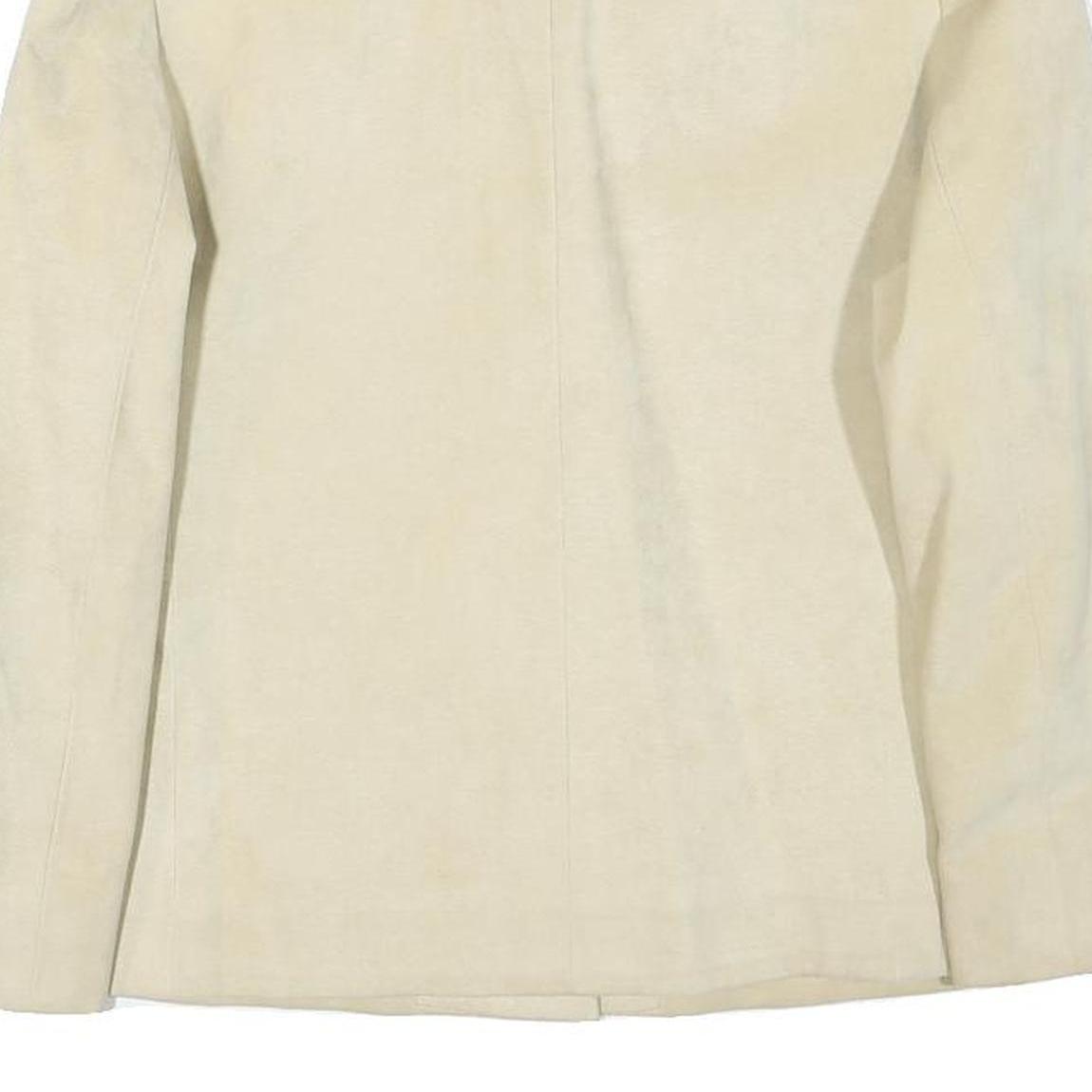 Womens Cream Button Synthetic Classic Jacket S Plain Lightweight Casual