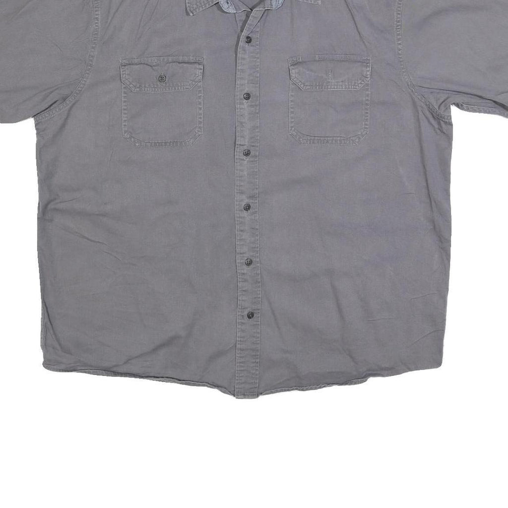 WRANGLER Mens Grey Shirt Cotton Blend XL Casual Button Front Short Sleeve
