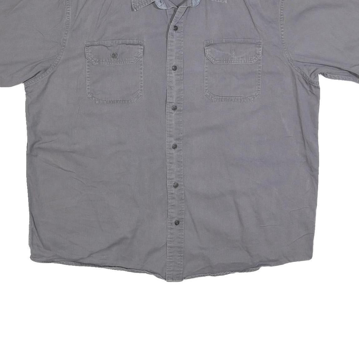 WRANGLER Mens Grey Shirt Cotton Blend XL Casual Button Front Short Sleeve